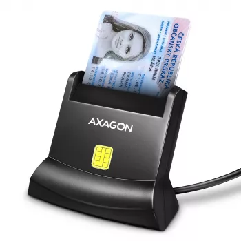 „Axagon CRE-SM4N“ stalinis kontaktinių Smart/ID kortelių skaitytuvas su ilgu USB-A kabeliu, USB 2.0, juodas