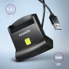 „Axagon CRE-SM4N“ stalinis kontaktinių Smart/ID kortelių skaitytuvas su ilgu USB-A kabeliu, USB 2.0, juodas