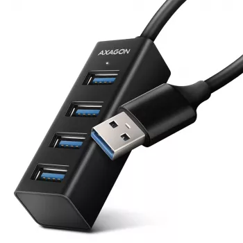 Axagon HUE-M1A 4x USB 3.2 Gen 1 MINI USB centras, metalinis, 20 cm USB-A kabelis
