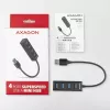 Axagon HUE-M1A 4x USB 3.2 Gen 1 MINI USB centras, metalinis, 20 cm USB-A kabelis