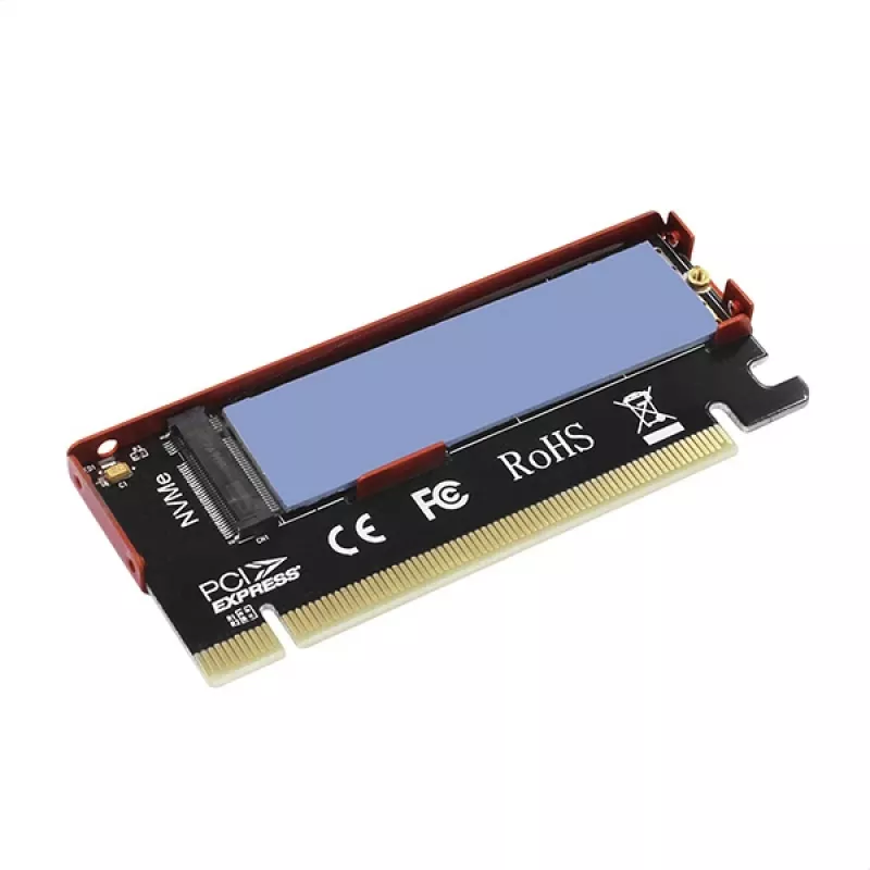 Adapteris Axagon PCEM2-S PCIe x16 – M.2 NVMe M-key lizdas, su pasyviu aliumininiu šilumos šalintuvu