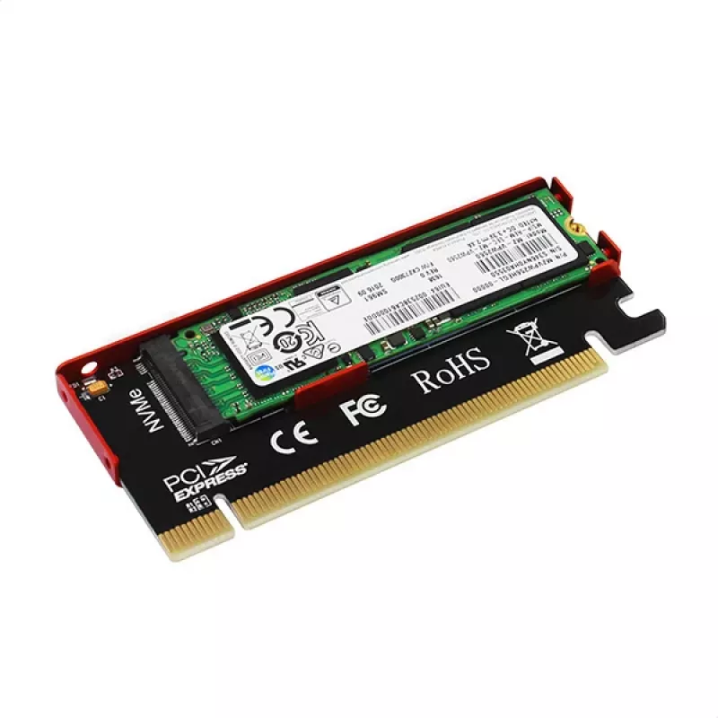 Adapteris Axagon PCEM2-S PCIe x16 – M.2 NVMe M-key lizdas, su pasyviu aliumininiu šilumos šalintuvu