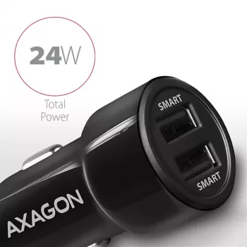 Automobilinis įkroviklis AXAGON PWC-5V5 SMART, 24W, 2x USB-A, 5V/2.4A + 5V/2.4A