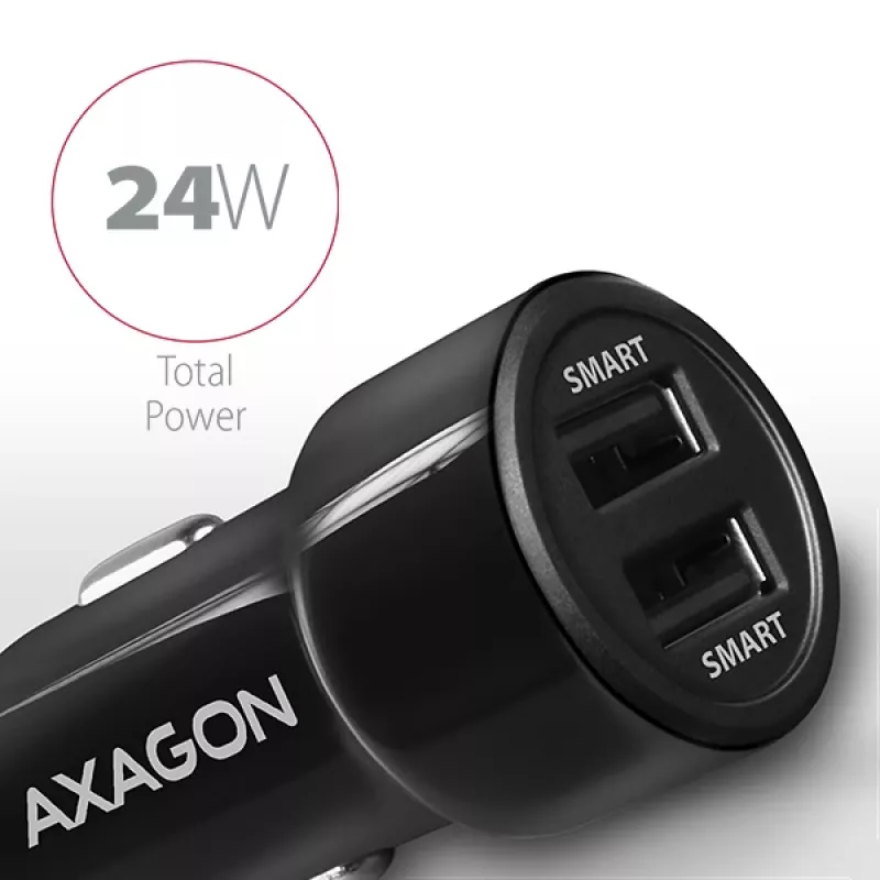 Automobilinis įkroviklis AXAGON PWC-5V5 SMART, 24W, 2x USB-A, 5V/2.4A + 5V/2.4A