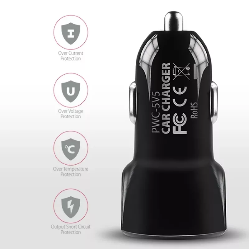 Automobilinis įkroviklis AXAGON PWC-5V5 SMART, 24W, 2x USB-A, 5V/2.4A + 5V/2.4A
