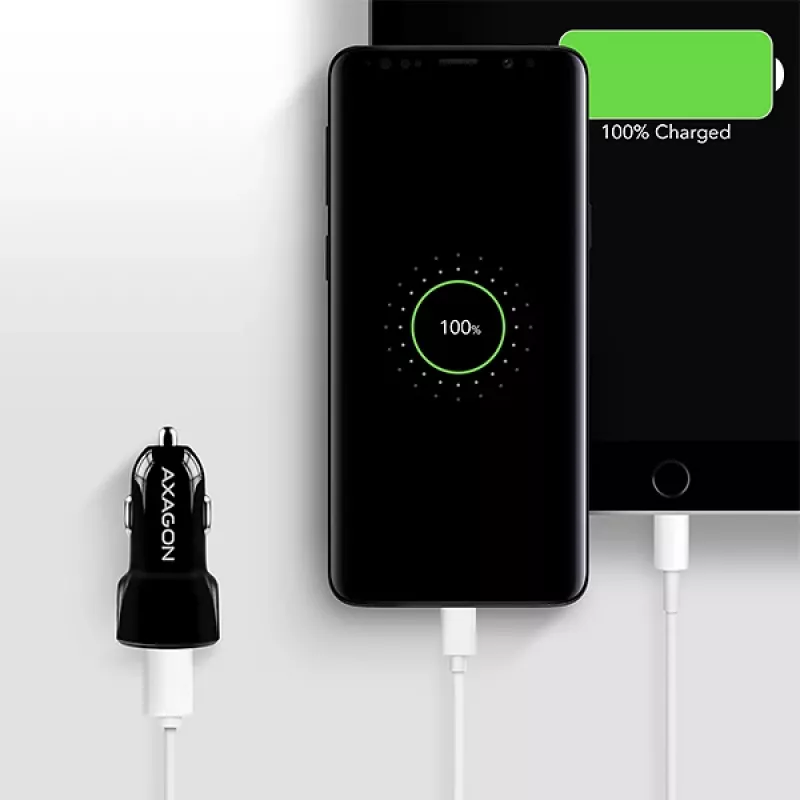 Automobilinis įkroviklis AXAGON PWC-5V5 SMART, 24W, 2x USB-A, 5V/2.4A + 5V/2.4A