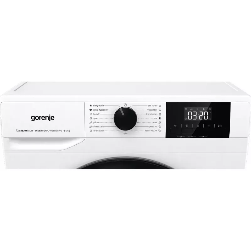 Skalbimo mašina Gorenje W3NGPI72SBS, priekinis pakrovimas, 7 kg, 1200 aps/min, LCD, garų funkcija, 59,5×43,5 cm, energijos klasė B