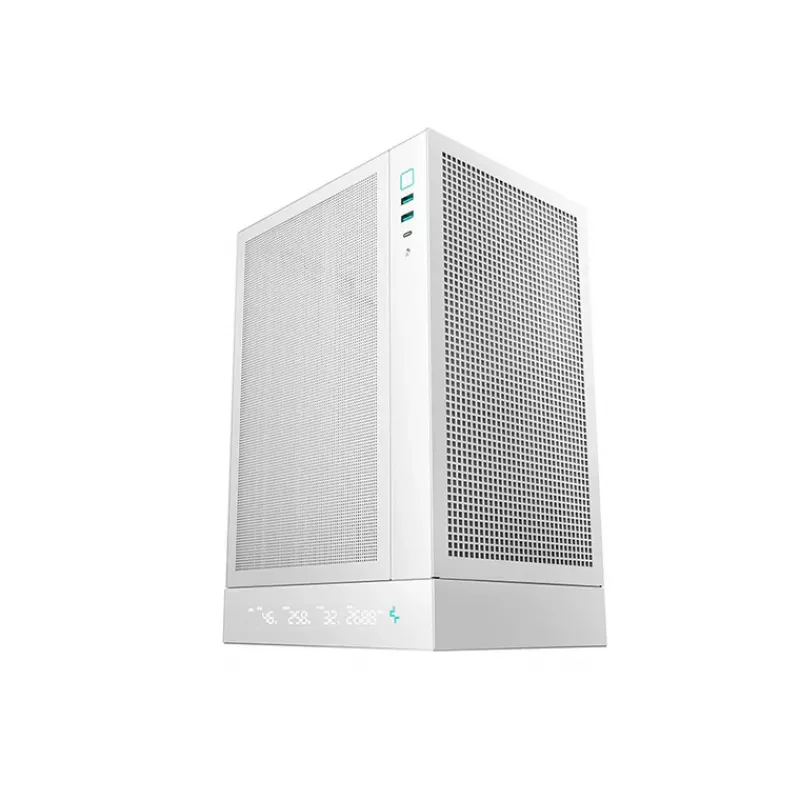 Korpusas DeepCool CH170 DIGITAL baltas, mini-ITX, LED ekranas, 305 mm GPU, 172 mm aušintuvas