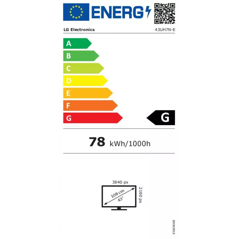 LG 43UH7N-E Signage Ekranas Skaitmeninis iškabų monitorius 109.2 cm (43 col.) LED Wi-Fi 700 cd/m² 4K Ultra HD Juodas