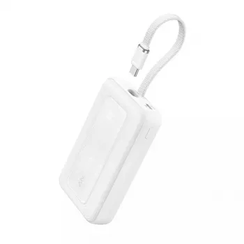 Powerbank Anker Zolo 10000mAh, 30W Super Fast Charging, USB-C integruotas laidas, baltas