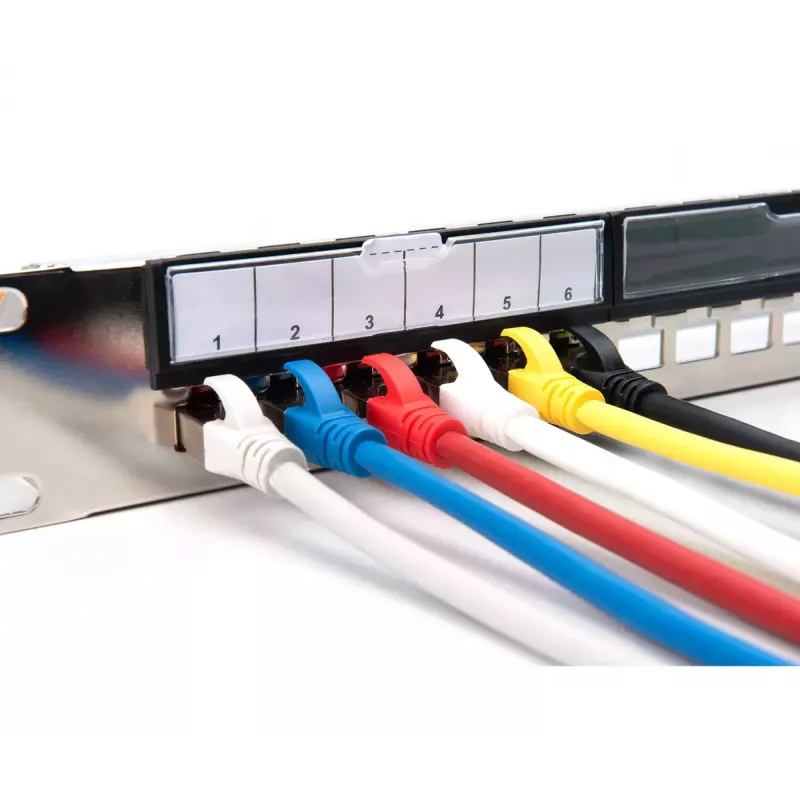 DIGITUS modulinė cinkuoto plieno skydinė plokštė - ekranuota 24 prievadų 24 prievadų tuščia 1U montuojama į stelažą juoda RAL 9005