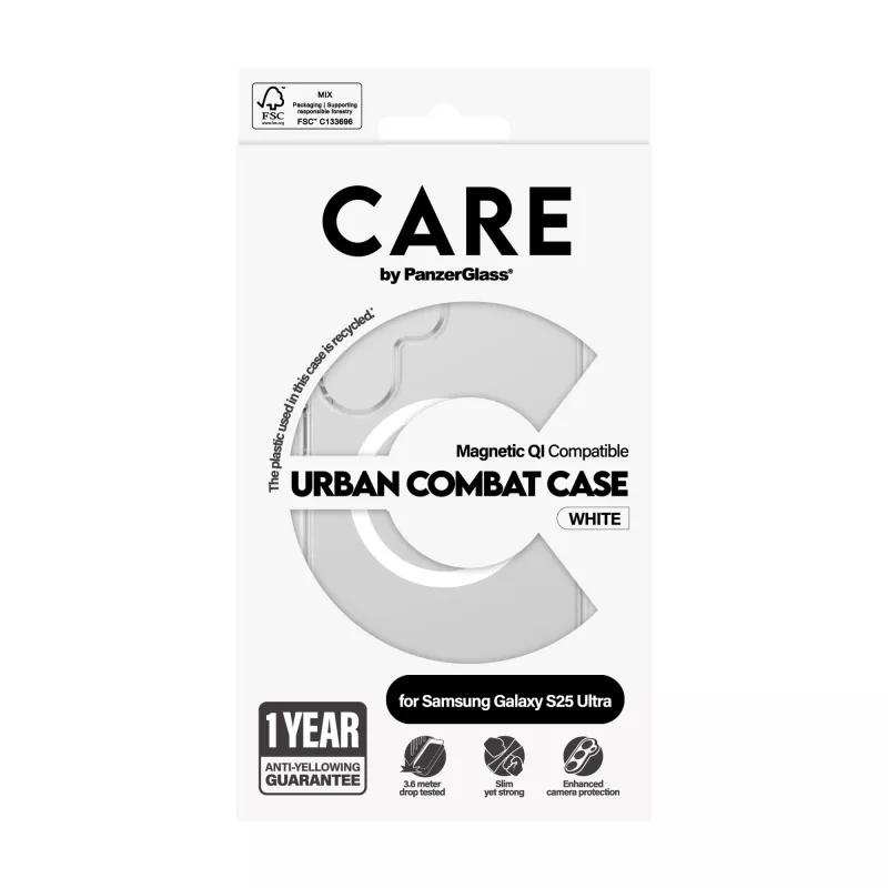 PanzerGlass CARE™ by ® Urban Combat Case Transparent White Qi Compatible Samsung Galaxy S25 Ultra