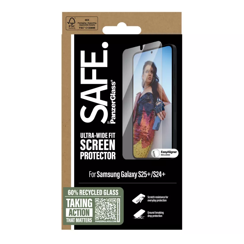 PanzerGlass SAFE. Ekrano apsauga Samsung Galaxy S25+ | S24+ | Ultra-Wide Fit su EasyAligner