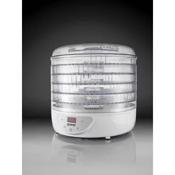 Maisto džiovintuvas Gorenje FDK 24 DW — permatomas baltas, 31 cm grotelės, 240 W, max 70°C