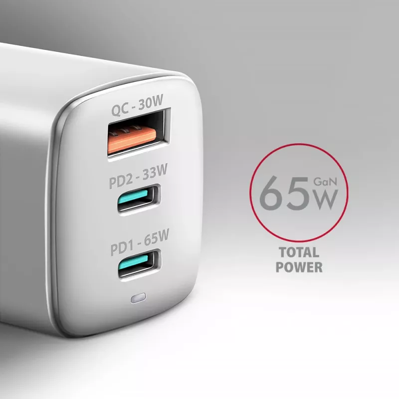 Sieninis įkroviklis Axagon ACU-DPQ65W PD3.0 & QC4+ 3x išėjimai 65W