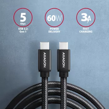 Axagon BUCM3-CM30AB SPEED USB-C <> USB-C 3.2 Gen 1 laidas 3 m