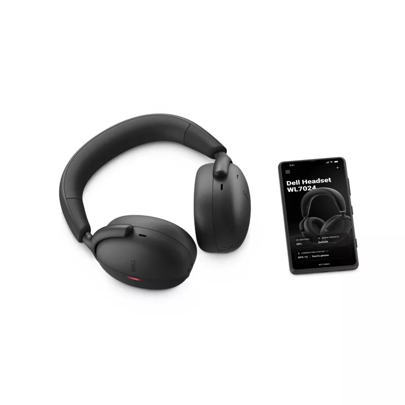 DELL Pro Premium Wireless ANC ausinės - WL7024, laidinės ir belaidės, pokalbiams/muzikai, 20 - 20000 Hz, 297 g, ausinės, juodos