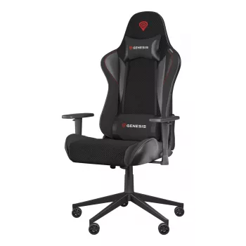 Žaidimų kėdė GENESIS Nitro 440 G2, paminkštinta sėdynė, audinys/ekologinė oda, pilka/juoda, max 120 kg, reguliuojama atlošas ir 1D porankiai
