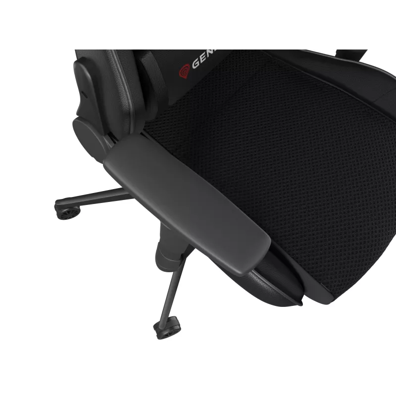 Žaidimų kėdė GENESIS Nitro 440 G2, paminkštinta sėdynė, audinys/ekologinė oda, pilka/juoda, max 120 kg, reguliuojama atlošas ir 1D porankiai