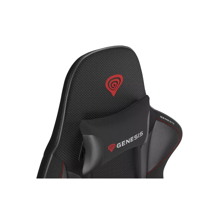 Žaidimų kėdė GENESIS Nitro 440 G2, paminkštinta sėdynė, audinys/ekologinė oda, pilka/juoda, max 120 kg, reguliuojama atlošas ir 1D porankiai