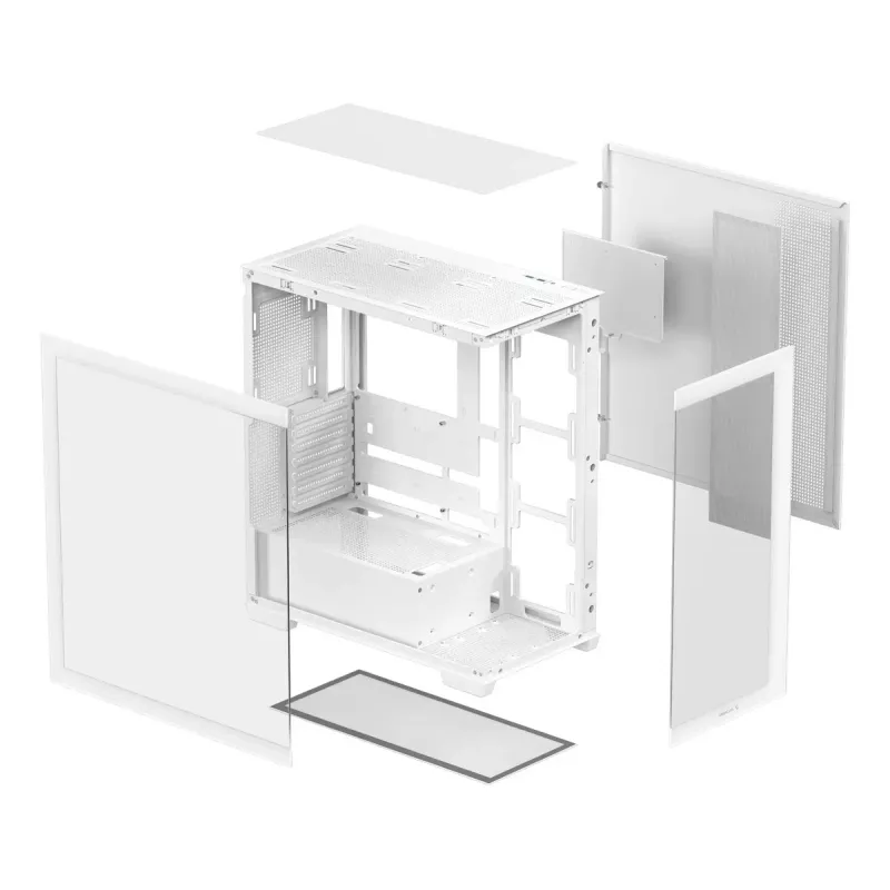 Korpusas DeepCool CG580 WH White – ATX/mATX/ITX, grūdintas stiklas, 120/140 mm ventiliatoriai, 3,5 colio×2, 2,5 colio×3, USB 3.2 Gen1
