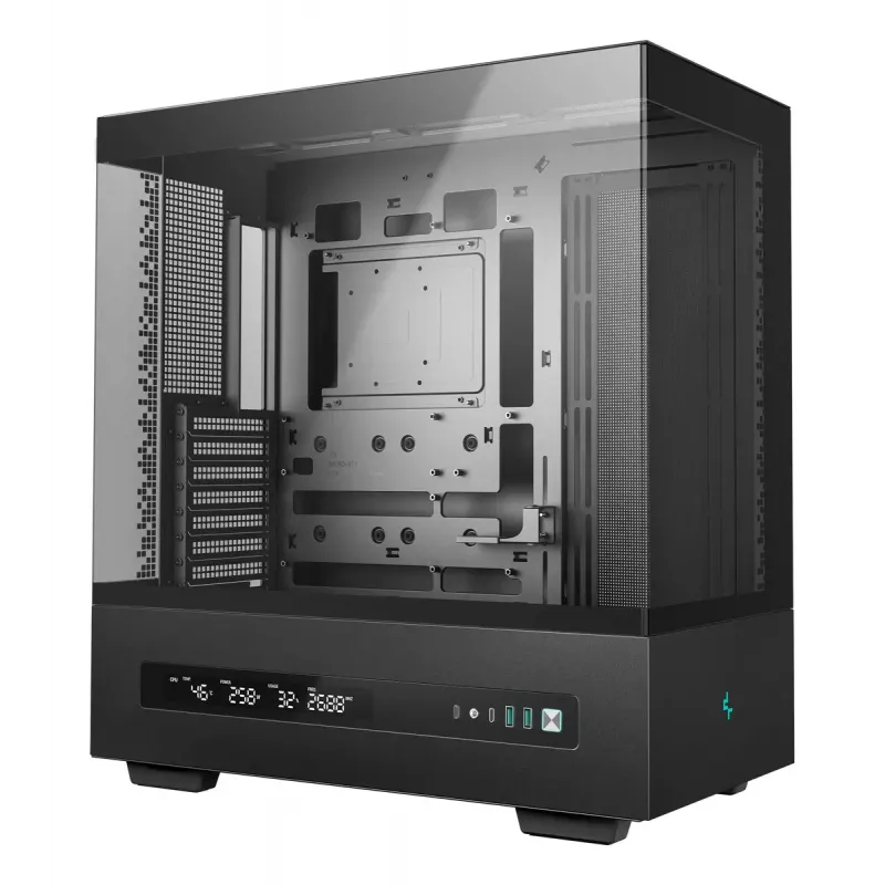 Korpusas DeepCool CH690 DIGITAL Tower Black – ATX/Micro-ATX/Mini-ITX, LCD ekranas, 3×2,5 colio + 1×3,5 colio vietos, iki 450 mm GPU, 182 mm CPU aušintuvas