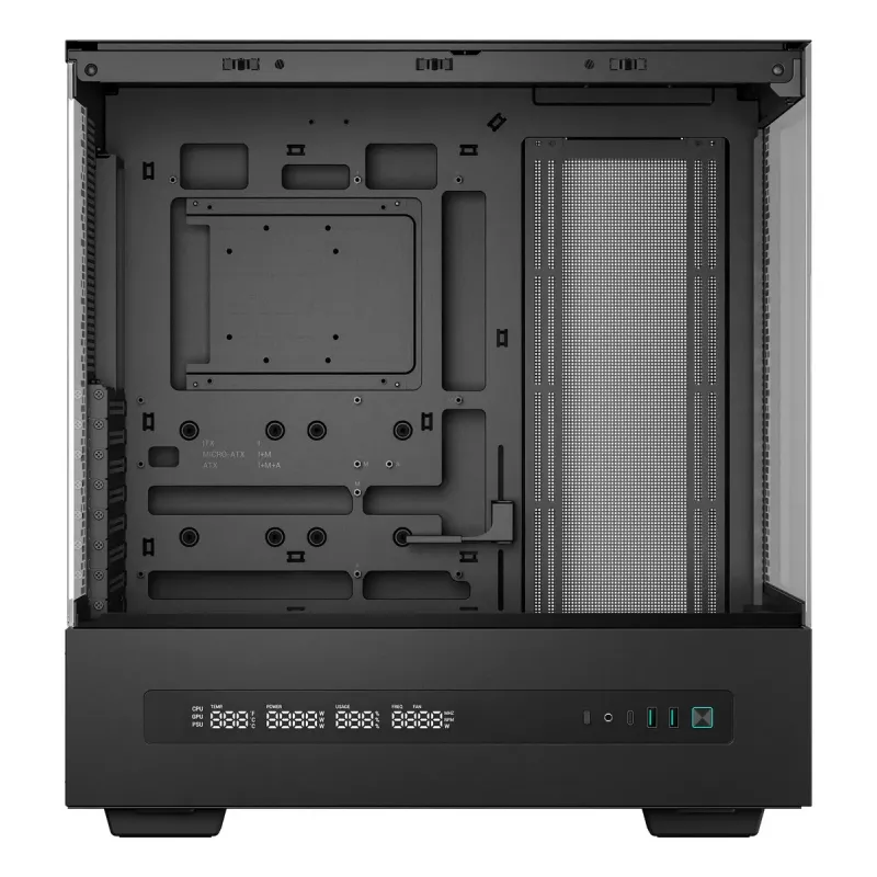 Korpusas DeepCool CH690 DIGITAL Tower Black – ATX/Micro-ATX/Mini-ITX, LCD ekranas, 3×2,5 colio + 1×3,5 colio vietos, iki 450 mm GPU, 182 mm CPU aušintuvas