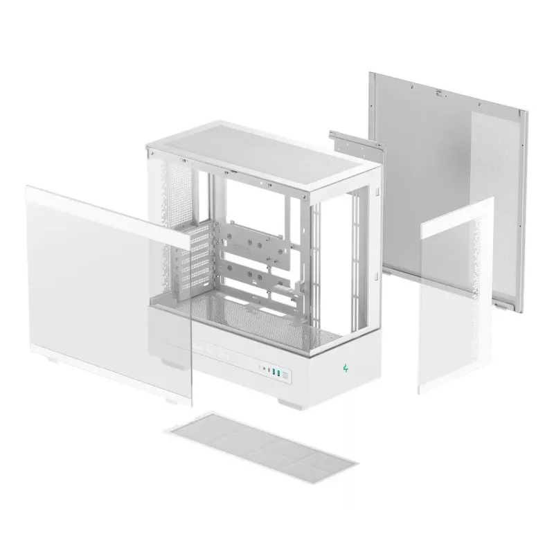 Korpusas DeepCool CH690 Tower White – ATX/microATX palaikymas, LCD ekranas, 3x2.5 colio vietos, 1x3.5 colio, GPU iki 450 mm, CPU aušintuvo aukštis 182 mm
