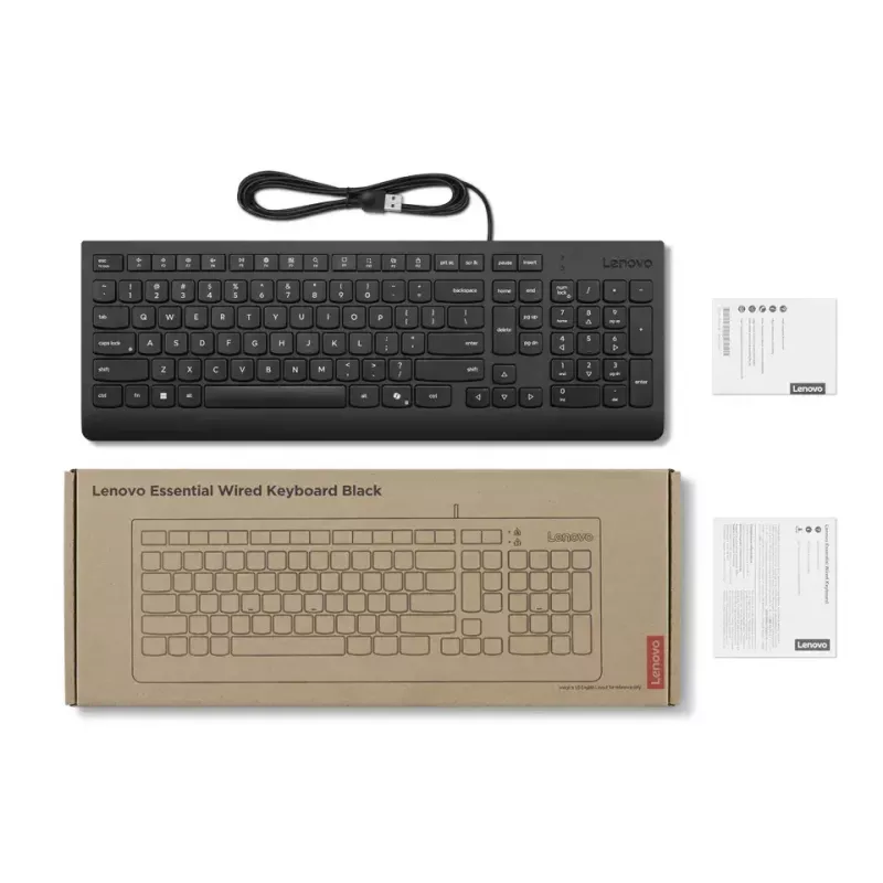 Laidinė USB klaviatūra Lenovo Essential 4Y41R64633 — JAV išdėstymas, juoda