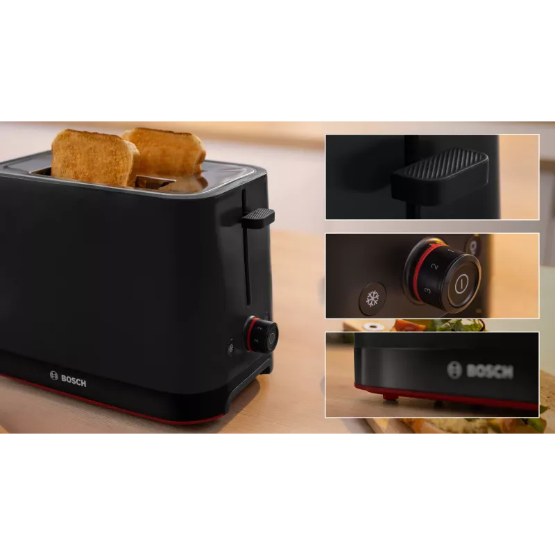 Skrudintuvas Bosch TAT3M123 2 griežinėliai, 950 W, juodas, sukamasis valdymas, atšildymas ir pašildymas