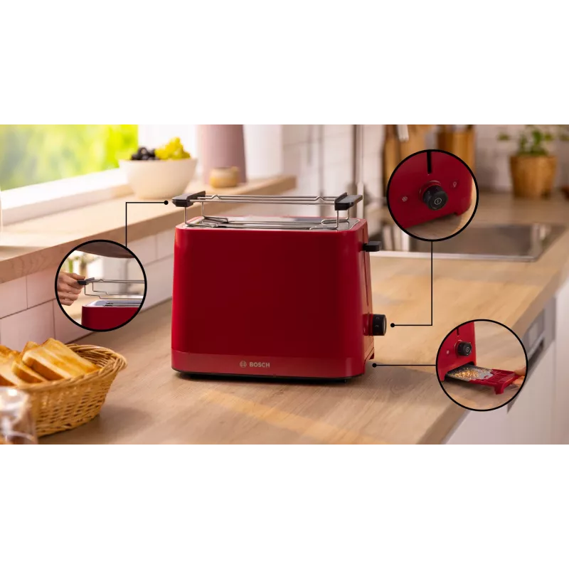 Bosch TAT3M124 skrudintuvas 2 griežinėliai 950 W Raudona
