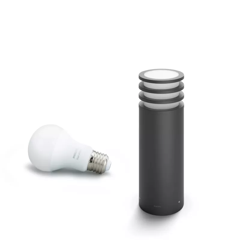 Philips Hue White Lucca lauko stulpelinis šviestuvas, išmanus stulpelinis/postamentinis apšvietimas, Bluetooth/Zigbee, antracitas, LED, aliuminis, E27