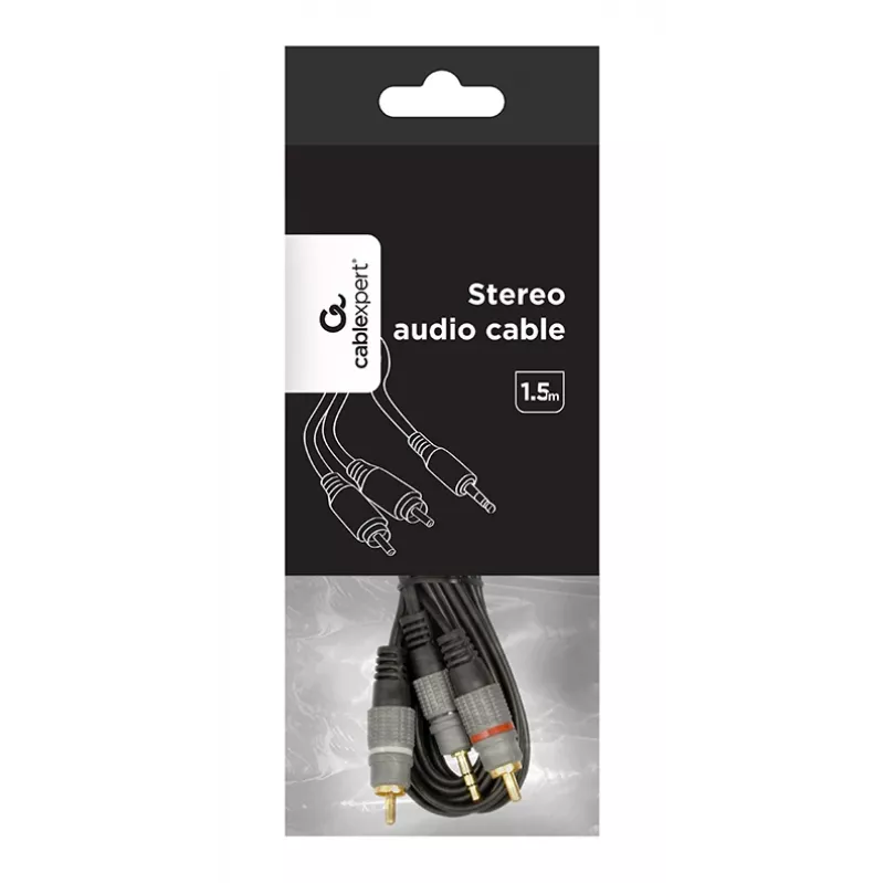 Gembird 3.5 mm stereo į 2xRCA kištukai 1,5 m laidas – auksuoti jungtys