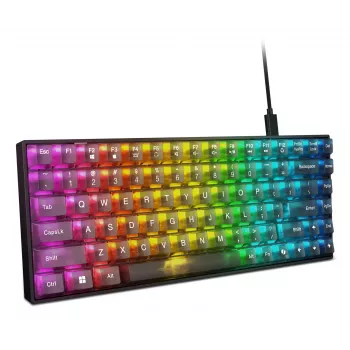 Mechaninė žaidimų klaviatūra Lenovo Legion K510 Mini Pro 75% JAV išdėstymas, 84 klavišai, RGB, USB, 1,8 m laidas, Juoda/Permatoma