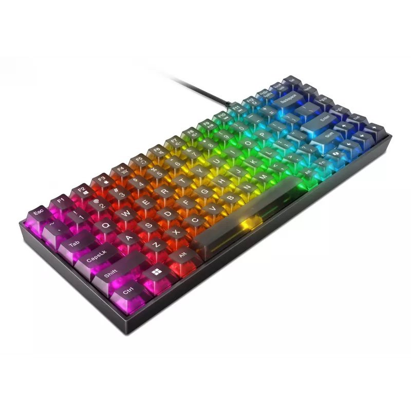 Mechaninė žaidimų klaviatūra Lenovo Legion K510 Mini Pro 75% JAV išdėstymas, 84 klavišai, RGB, USB, 1,8 m laidas, Juoda/Permatoma
