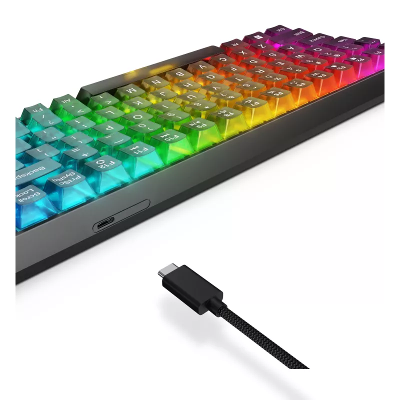 Mechaninė žaidimų klaviatūra Lenovo Legion K510 Mini Pro 75% JAV išdėstymas, 84 klavišai, RGB, USB, 1,8 m laidas, Juoda/Permatoma