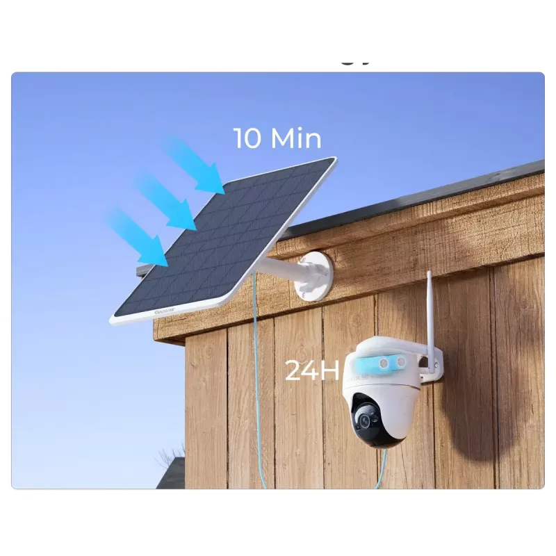 Saulės baterija Reolink SP3-W 12W 6V USB-C IP65 lauko, 360° horizontaliai, 90° vertikaliai, 4 m kabelis, technopolimeras, balta