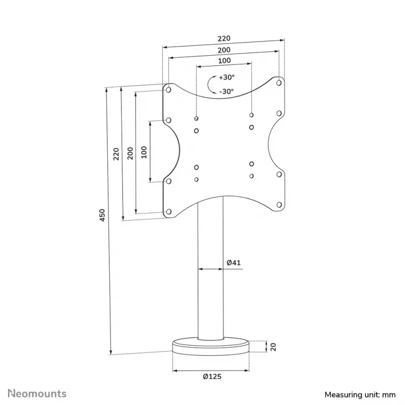 Neomounts DS42-430BL12 prisukamas TV stalinis laikiklis iki 50 kg 23-43 col.
