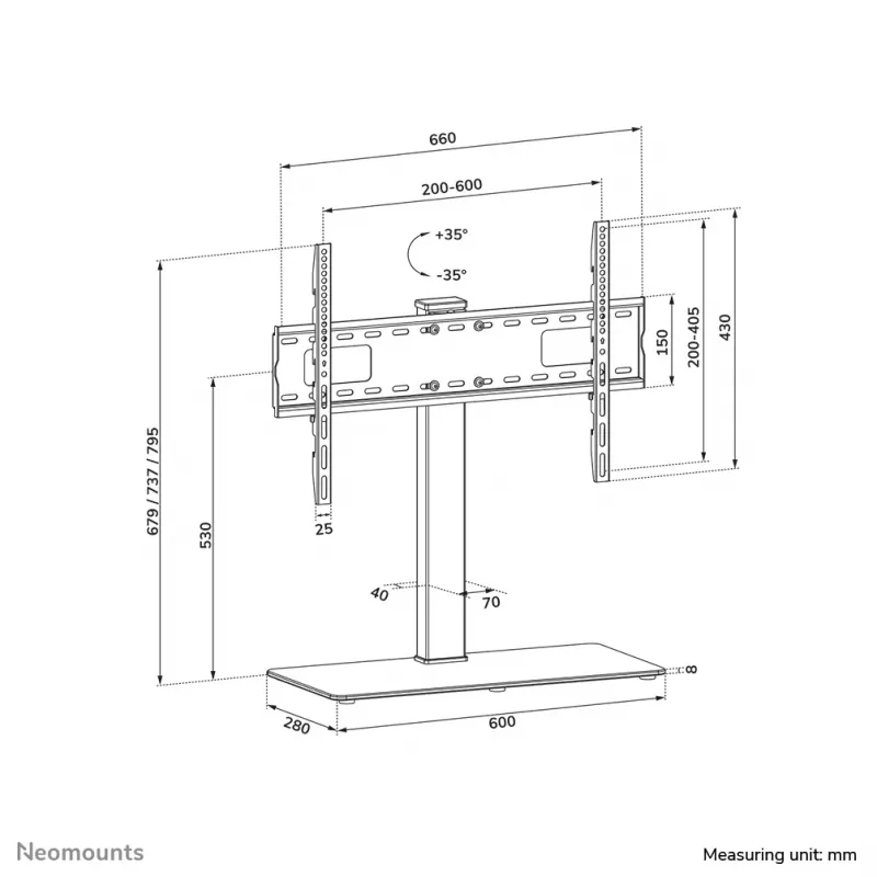Neomounts DS45-430BL16 TV stovas 37-70 colių – pasukamas (atidaryta pakuotė)