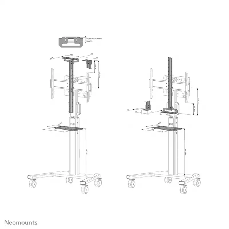 Tvirtinimo rinkinys Neomounts AV1-825BL juodas plieninis 3 kg