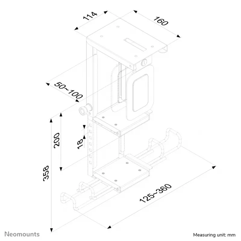 Neomounts CPU-D075BLACK/LK laikiklis kompiuteriui - užrakinamas - max 10 kg - universalus