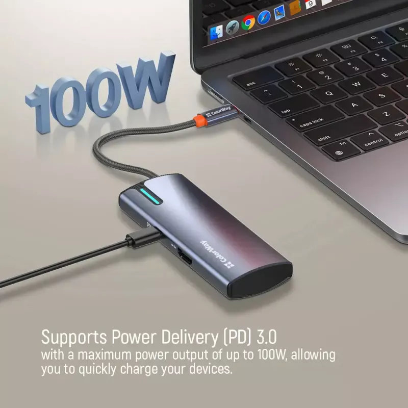 Dokavimo stotelė ColorWay CW-HUB01 5-in-1 USB-C su HDMI ir Ethernet