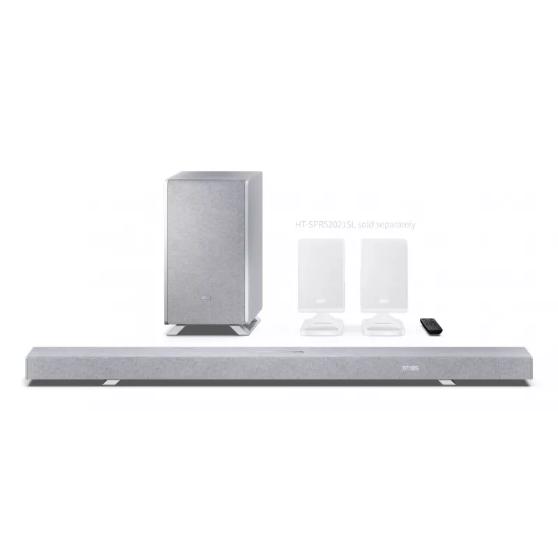 Sharp HT-SBW55121(SL) 5.1.2 Dolby Atmos/DTS:X garso juosta su belaidžiu žemųjų dažnių bloku, 650 W, Bluetooth, sidabrinės spalvos