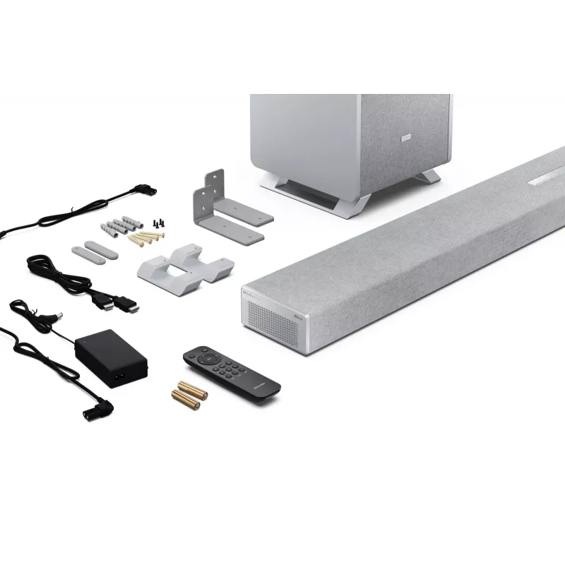 Sharp HT-SBW55121(SL) 5.1.2 Dolby Atmos/DTS:X garso juosta su belaidžiu žemųjų dažnių bloku, 650 W, Bluetooth, sidabrinės spalvos