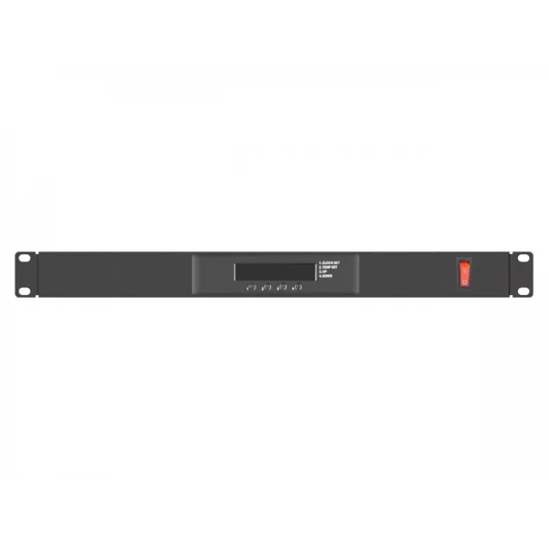 Lanberg AK-1503-B 19" 1U vėdinimo skydelis su LCD ir termostatu, 4 ventiliatoriai, 230 V, 483x322x44,45 mm, juodas