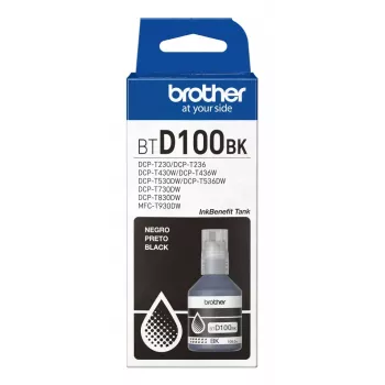 Originalus rašalo kasetė Brother BTD100BK – juoda, 108 ml, 7500 puslapių, 56×123×55,5 mm