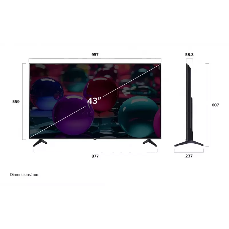 LG UHD AI 43UA73003LA televizorius 109,2 cm (43 col.) 4K Ultra HD Smart TV Wi-Fi juodas