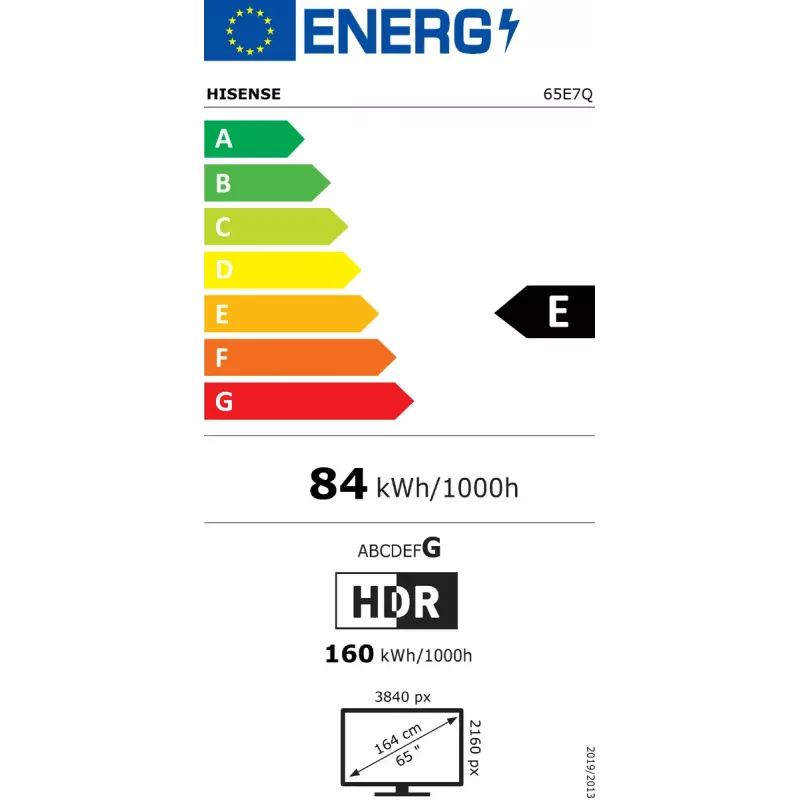 Hisense 65E7Q 165,1 cm (65 colių) 4K Ultra HD išmanusis televizorius QLED Wi-Fi juodas