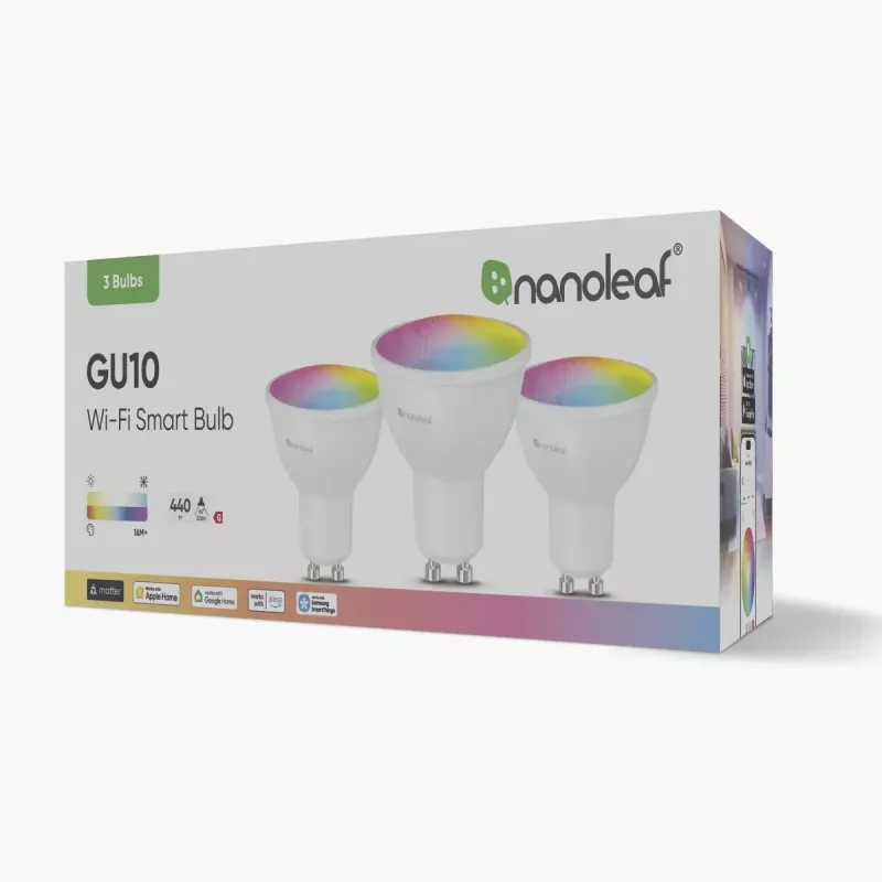 Nanoleaf N7502B02-3GU10 išmanioji lemputė RGBCW Wi‑Fi 3 vnt. pakuotė GU10