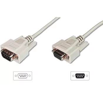 DIGITUS Datatransfer prailginimo kabelis, D-Sub9 M/F, 2m, serialinis, liejamas smėlio spalvos